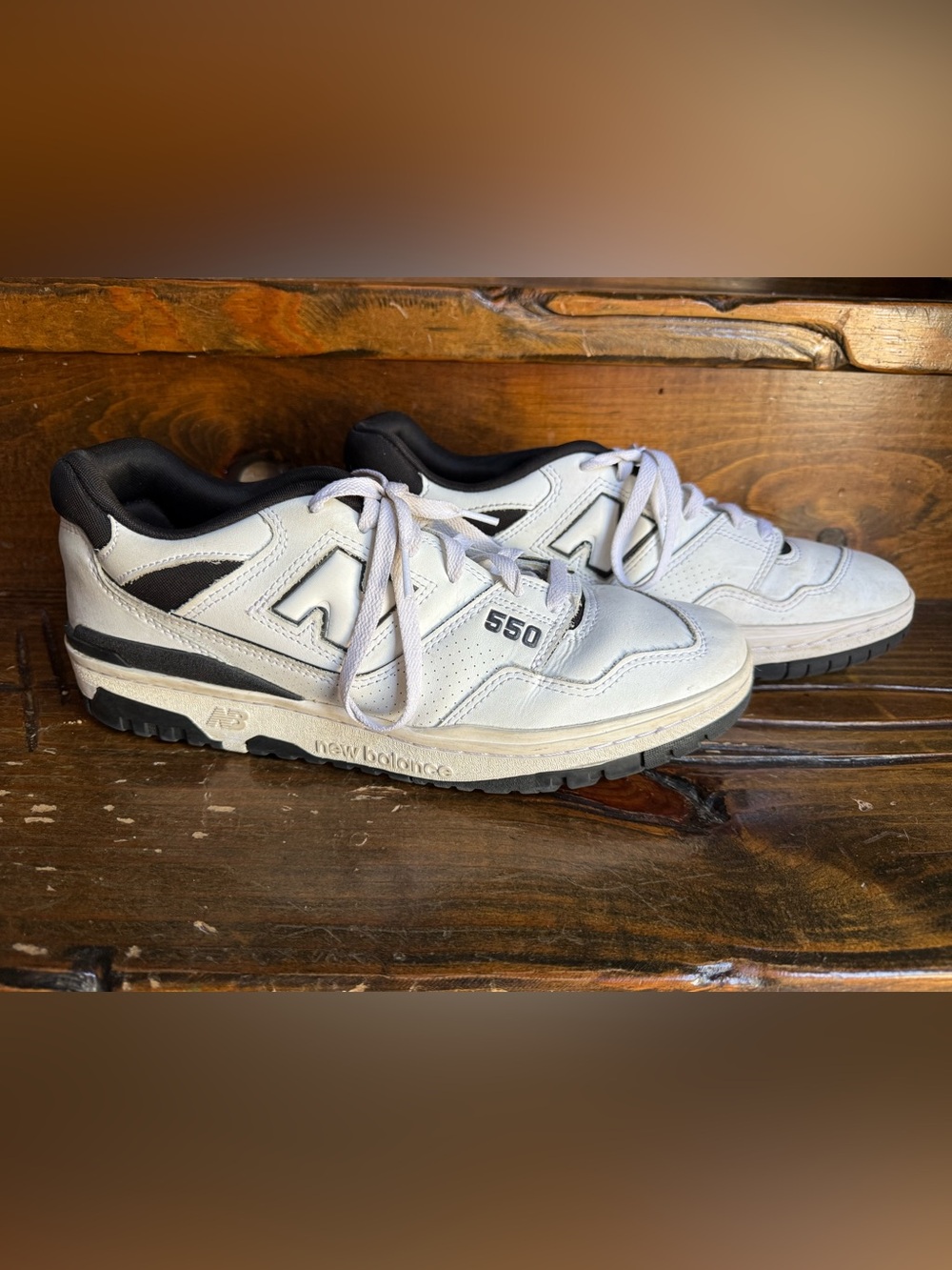 New Balance 550 Mens Size US 11.5 White Black Leather Basketball
